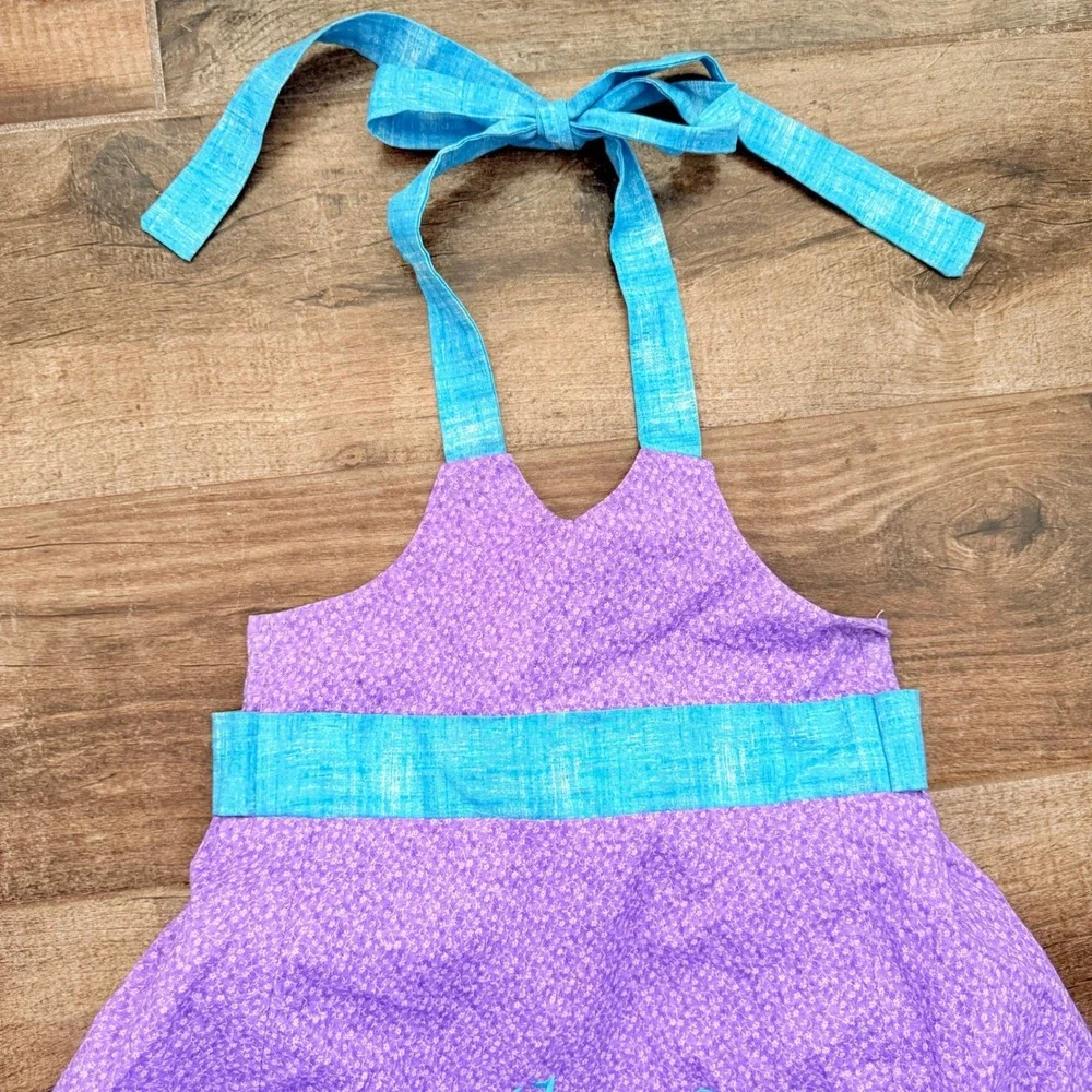 Custom Little Mermaid Kiss the Girl Tiered Ruffle Dress,Purple Turquoise,8